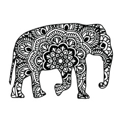 Elephant mandala coloring page for kids