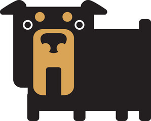 Rottweiler as Large Dog Breed with Black Coat Depicted in Flat Style