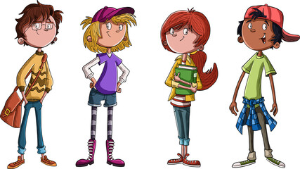 Group of cartoon young people. Teenagers.
- 492026663