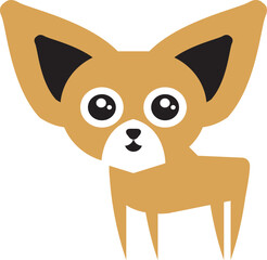 Fototapeta na wymiar Chihuahua as Small Dog Breed with Erect Ears and Round Eyes Depicted in Flat Style