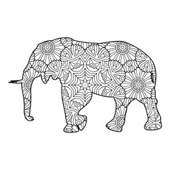 Elephant mandala coloring page for kids