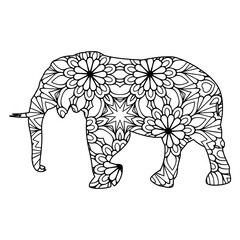 Elephant mandala coloring page for kids