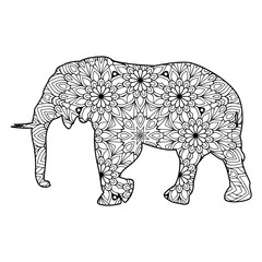 Elephant mandala coloring page for kids