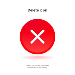 Fototapeta premium High quality trash icon, delete icon, cleaning, cross red vector icon on white background. Flat vector trash icon symbol sign from modern cleaning collection for mobile concept and web apps design. 