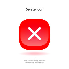 Obraz premium High quality trash icon, delete icon, cleaning, cross red vector icon on white background. Flat vector trash icon symbol sign from modern cleaning collection for mobile concept and web apps design. 
