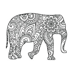 Elephant mandala coloring page for kids