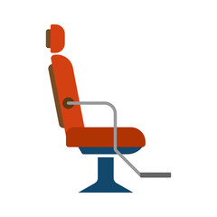 Vector red or orange and yellow barber chair on a white background. Barbershop and hairdresser icon