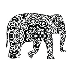 Elephant mandala coloring page for kids