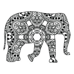 Elephant mandala coloring page for kids