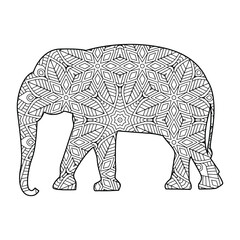 Elephant mandala coloring page for kids