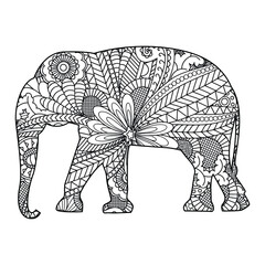 Elephant mandala coloring page for kids