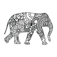 Elephant mandala coloring page for kids