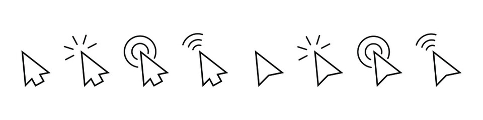 Click icon set. Arrow cursor. Mouse click cursor. Mouse pointer. Modern vector icons isolated on white background.