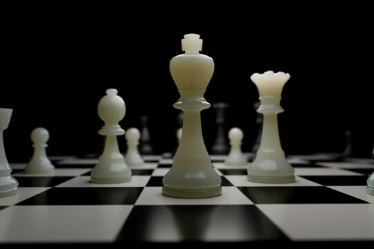 PIEZAS DE AJEDREZ Y TABLERO, 3D RENDER