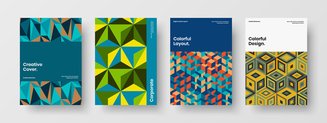 Naklejka premium Vivid cover design vector concept composition. Premium mosaic tiles presentation layout bundle.