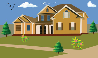 Landscape House For Vector Image