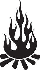 Campfire black and white vector illustration