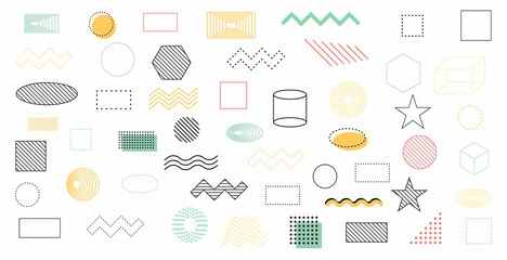 Collection trendy halftone geometric shapes. Vector illustration