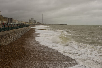 Stormy seafront at Brighton, England