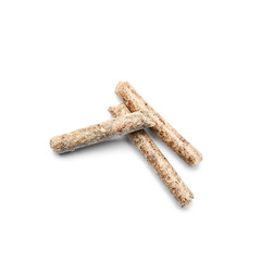 Wood pellets on white background