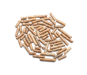 Wood pellets on white background