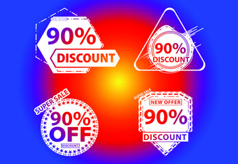 90 percent off new offer logo and icon design template