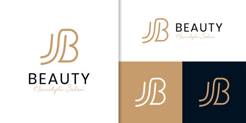 simple letter B logo for hair salon, hairstyle brand identity vector icon symbol