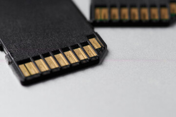 Close-up view of memory cards