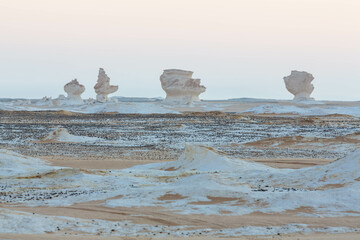 Wind eroded rock formations, Egyptian White Desert. Western Desert, Egypt