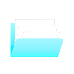 青色のフォルダのイラスト。保管、保存、整理・整頓、分類を表すビジネスアイコン。