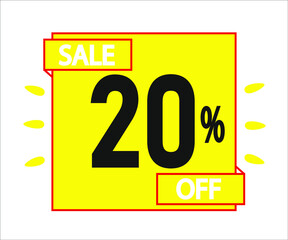 20% off purchase. Yellow sticker with offer message.
