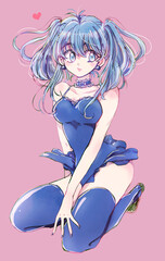 小悪魔風の女性　青