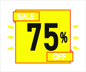 75% off purchase. Yellow sticker with offer message.