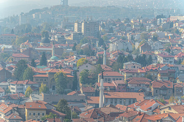 Fototapeta premium High pollution levels creates heavy fog over Sarajevo