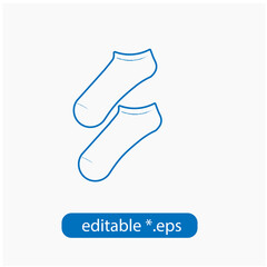 Hand drawing style doodle blue outline of white short socks