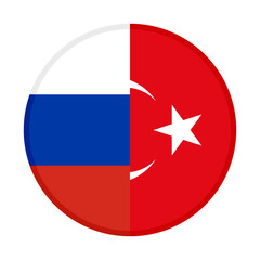 round icon with russia and turkey flags. vector illustration isolated on white background