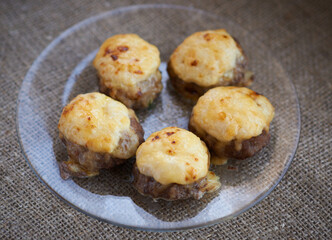 meatballs, baked with cheese
