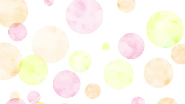 ゆっくり上昇する水彩の泡のイラスト：ピンク＆オレンジ（30秒ループ）