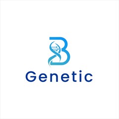 letter b logo design with genetic molecule vector