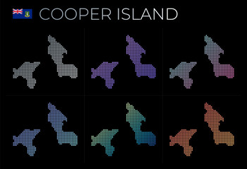 Cooper Island dotted map set. Map of Cooper Island in dotted style. Borders of the island filled with beautiful smooth gradient circles. Neat vector illustration.