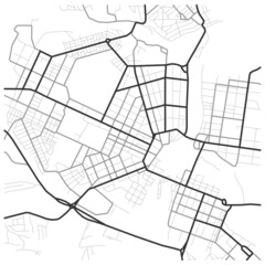 City map. Scheme of town streets. Gps line navigation plan. Black line road on white isolated background. Urban pattern texture. Vector - 492044450