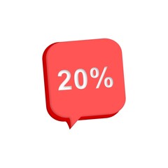 3D discount number on speech bubble. Offer sale discount label design. Discount tags collection with percent. Vector illustration percent sale promotion tag for banner, sticker, tag, badge template.	