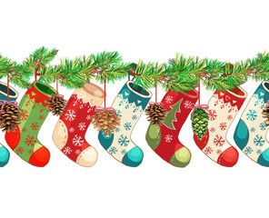 christmas seamless pattern, boots christmas