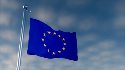United Europe 3d illustration waving flag for background news web and media.