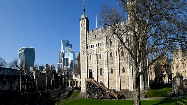 A Close View of The Tower of London and City of London, United Kingdom