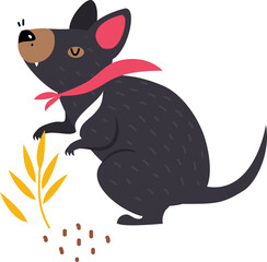 Tasmanian Devil as Australian Carnivorous Marsupial Animal with Black Fur