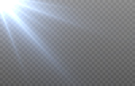 Vector Blue Light. Sun, Sun Rays, Dawn Png. Blue Glare Png, Flash Png.