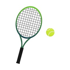 Vector illustration of colorful tennis racket and ball for practice, perfect for sports advertising
