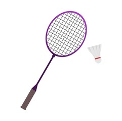 Vector illustration of colorful badminton racket for practice, suitable for sports advertising