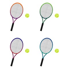 Vector illustration set of colorful tennis racket and ball for practice, perfect for sports advertising